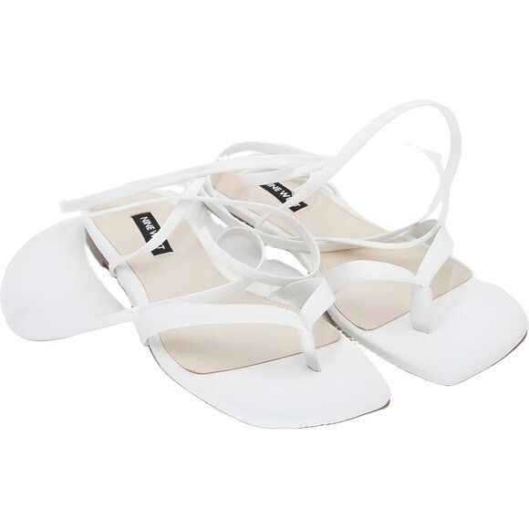 Nine West White Strappy Lace-Up Square Toe Heeled Sandals Women's US 8M - Picture 4 of 6